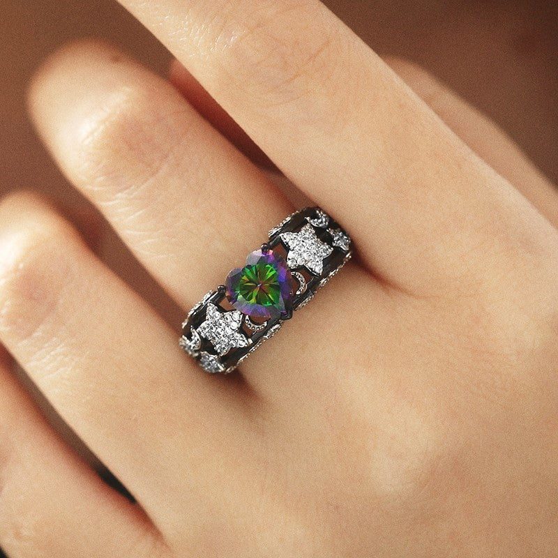Stars & Moon Heart Ring