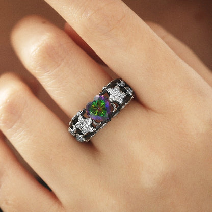 Stars & Moon Heart Ring