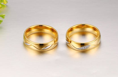 Lovers' Stainless Steel CZ Distance Rings