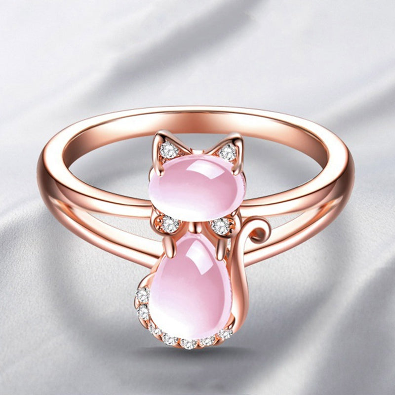 Pink Opal Cat Ring