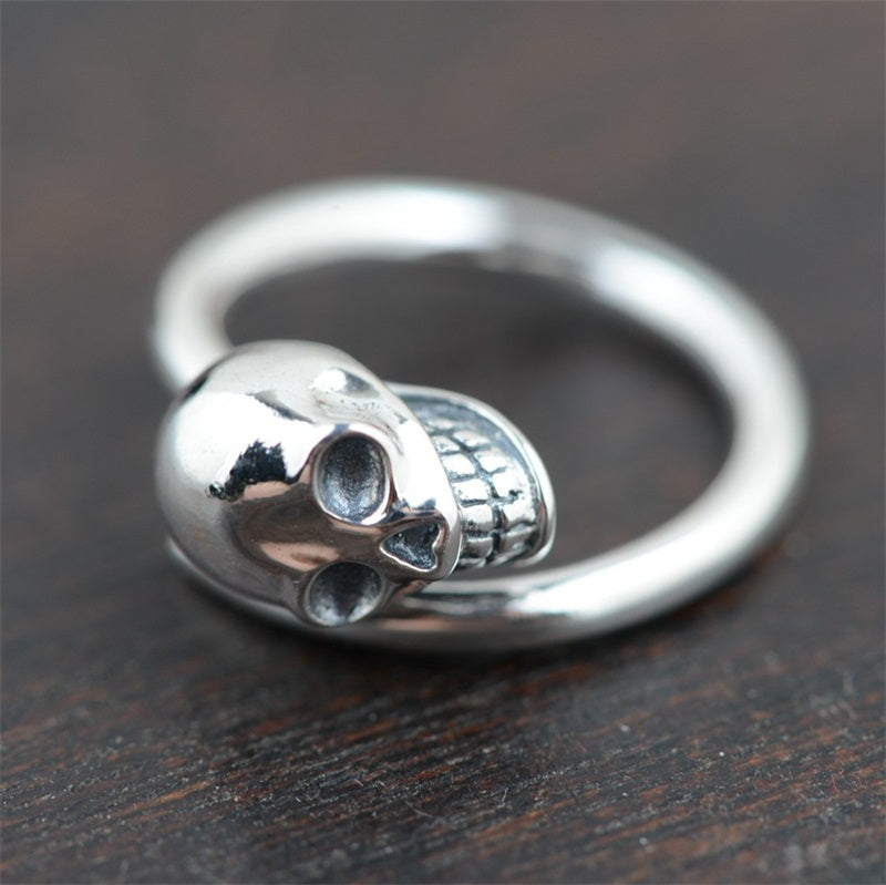 Adjustable 925 Sterling Silver Skull Ring (Unisex)