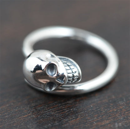 Adjustable 925 Sterling Silver Skull Ring (Unisex)