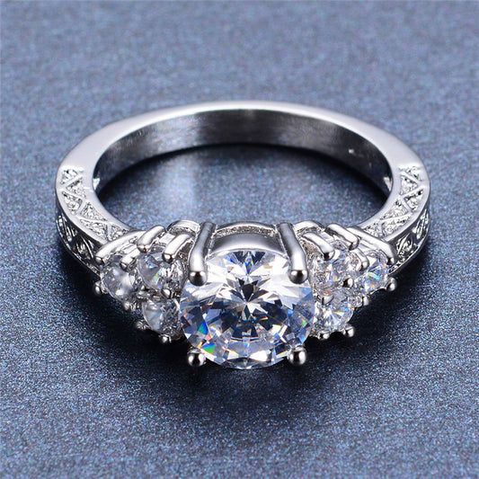 White Gold Filled  April Birthstone Ring