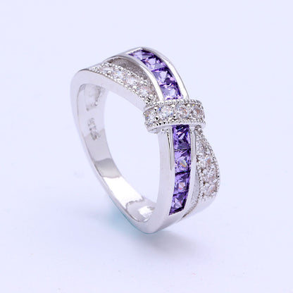 February Birthstone Amethyst Cross-finger Ring