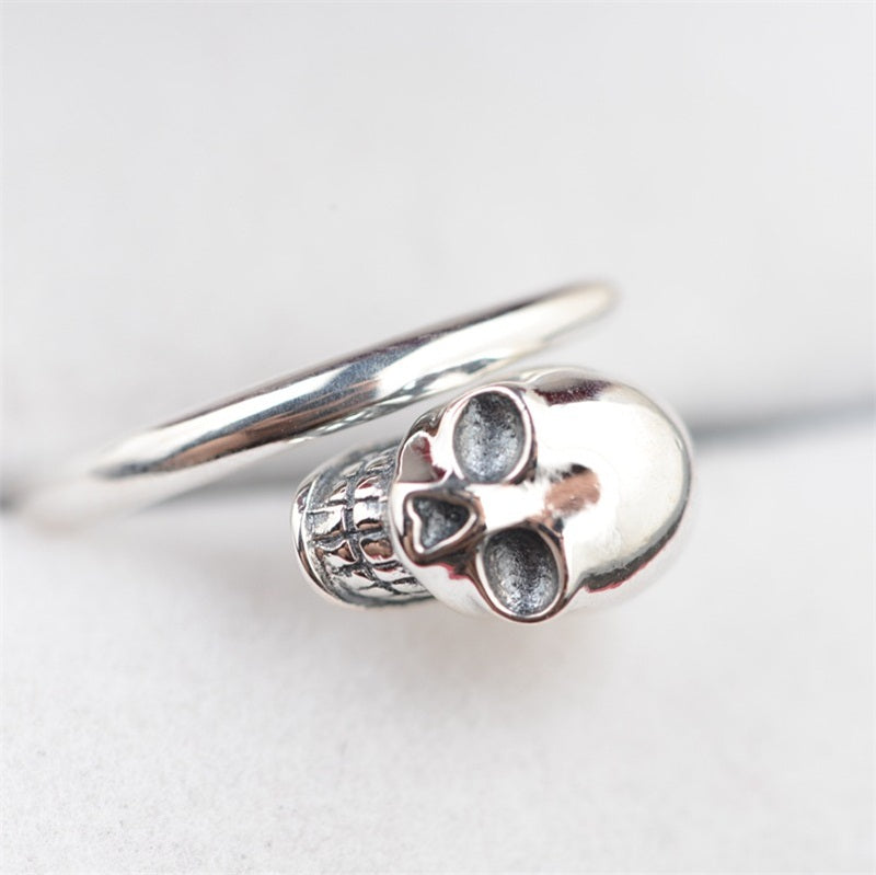 Adjustable 925 Sterling Silver Skull Ring (Unisex)