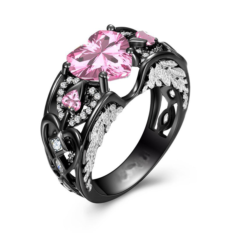 Angel-Wing Heart Series:  Black Gold October Ring