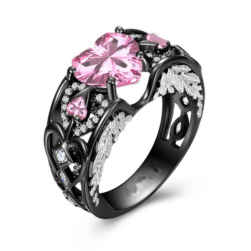 Angel-Wing Heart Series:  Black Gold October Ring