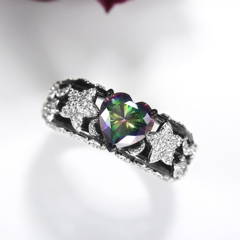 Stars & Moon Heart Ring