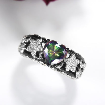 Stars & Moon Heart Ring