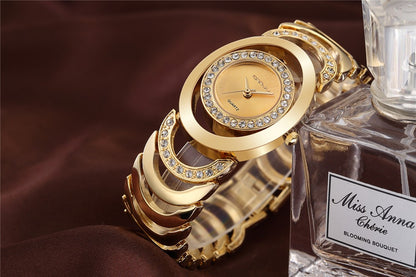 Modern Women's Gold and Crystal Watch