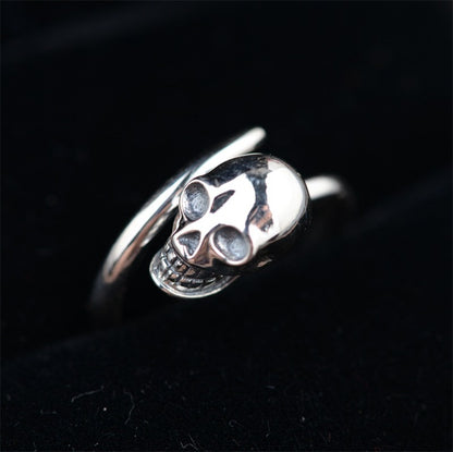 Adjustable 925 Sterling Silver Skull Ring (Unisex)