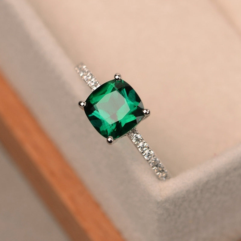 Square May Birthstone Ring