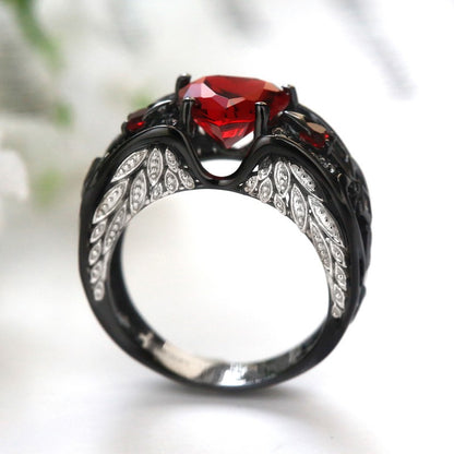 Angelwing Heart Birthstone Ring (July Birthstone)