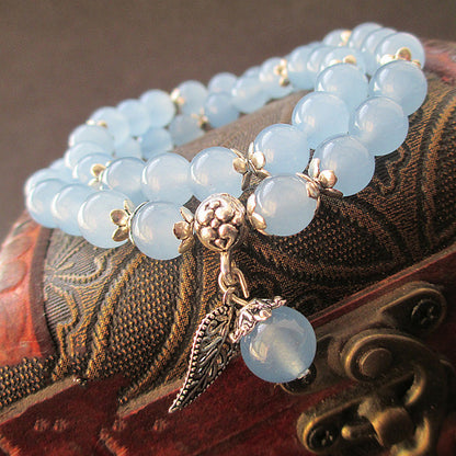 Blue Crystal Tibetan Leaf Pendant Lover's Bracelets