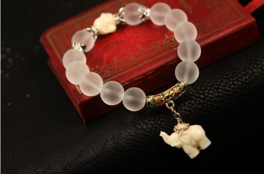 Elephant Lover's Premium Matte Crystal Bracelet