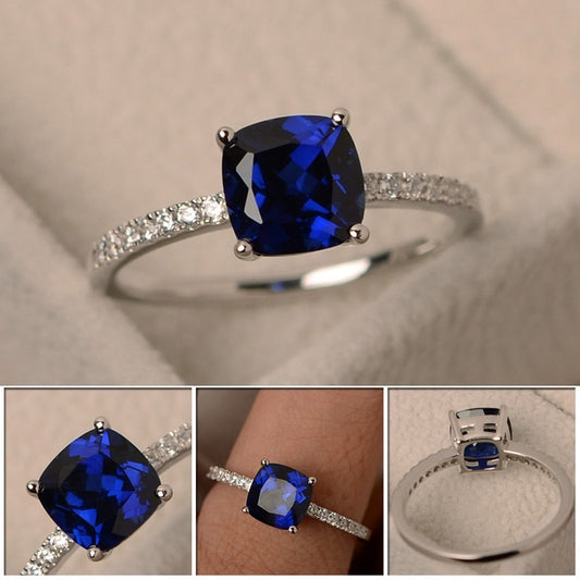 Square September Birthstone Ring
