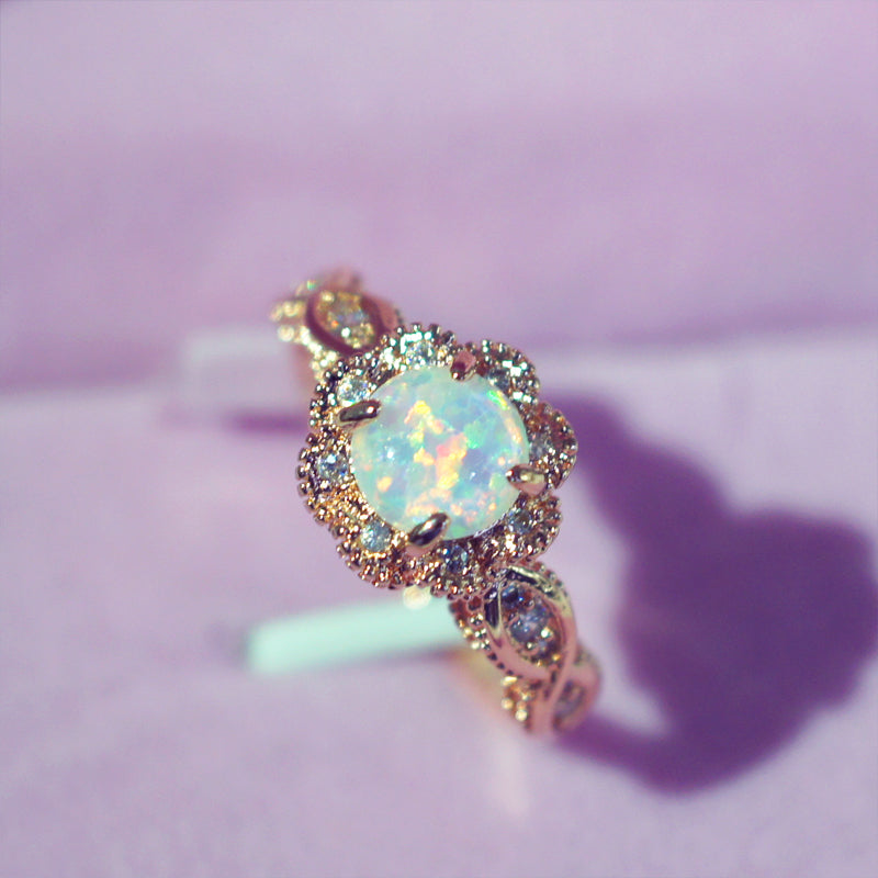 Vibrant Opal & Rose Gold Ring