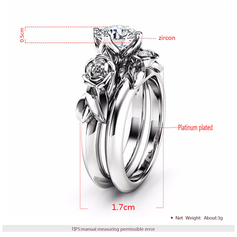 Rose Gold Floral April Birthstone Ring