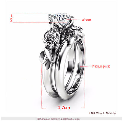 Rose Gold Floral April Birthstone Ring