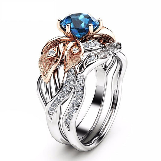 Floral Dual Set September Birthstone Ring