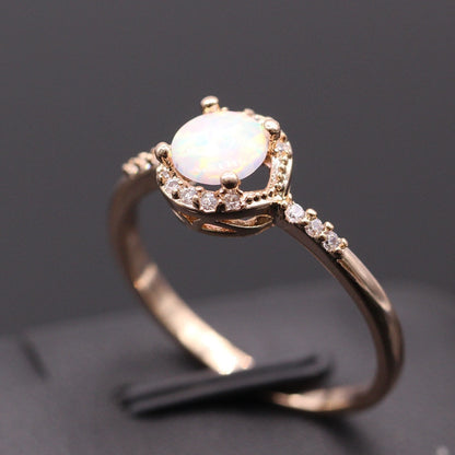 October Birthstone Opal & Gold Ring