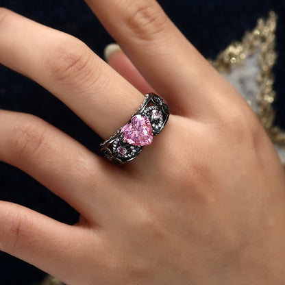 Angel-Wing Heart Series:  Black Gold October Ring