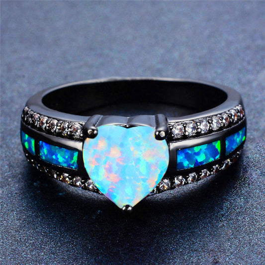 October Birthstone Opal Heart Ring