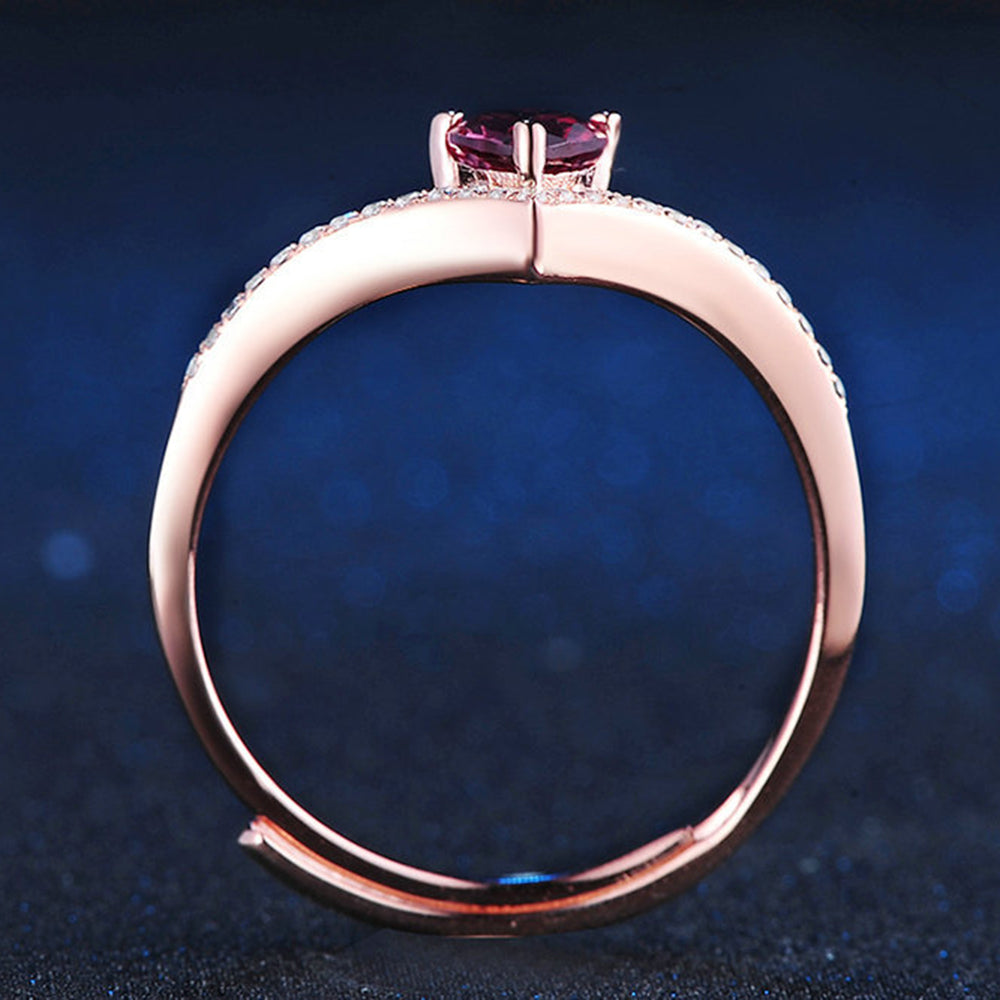 Rose Gold Plated 925 Sterling Silver January Birthstone Tiara Heart Ring