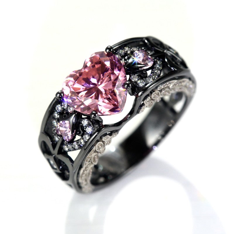 Angel-Wing Heart Series:  Black Gold October Ring