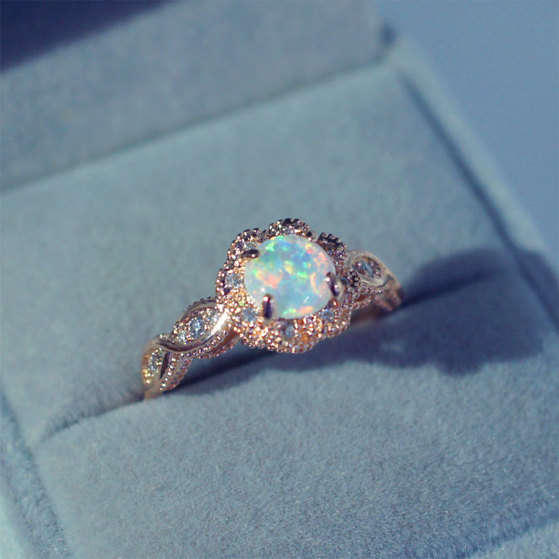 Vibrant Opal & Rose Gold Ring