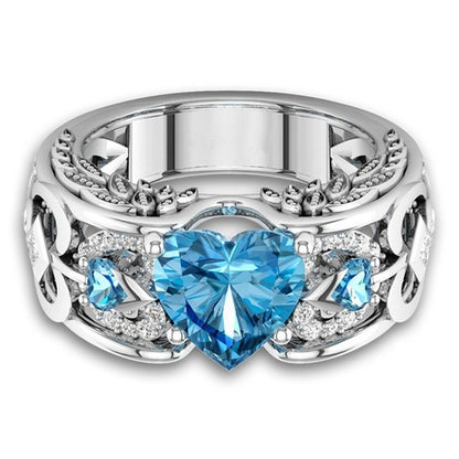 March White Gold Filled Heart Birthstone Ring