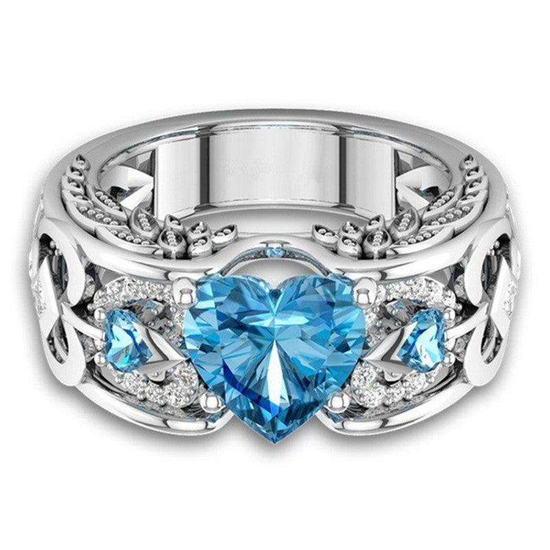 December  White Gold Filled Heart Birthstone Ring
