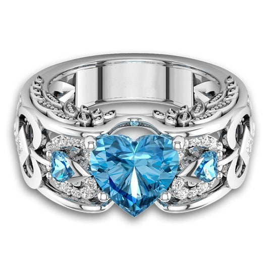 December  White Gold Filled Heart Birthstone Ring