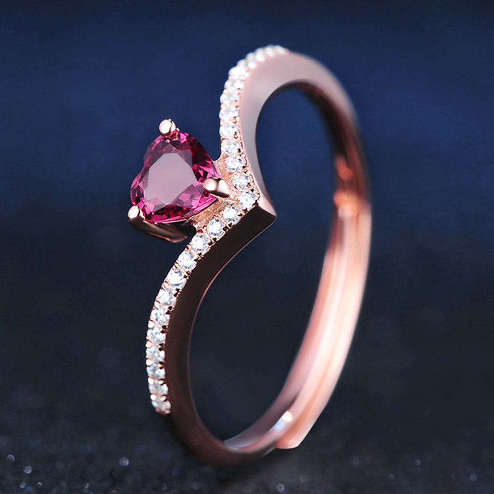 Rose Gold Plated 925 Sterling Silver January Birthstone Tiara Heart Ring