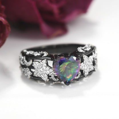 Stars & Moon Heart Ring