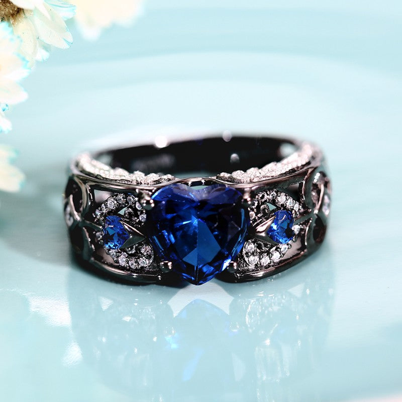September Angelwing Heart Birthstone Ring