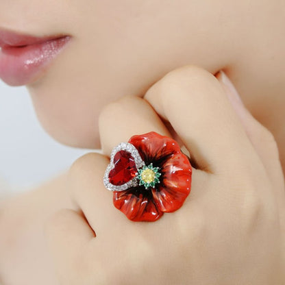 Floral Beating Heart November Ring