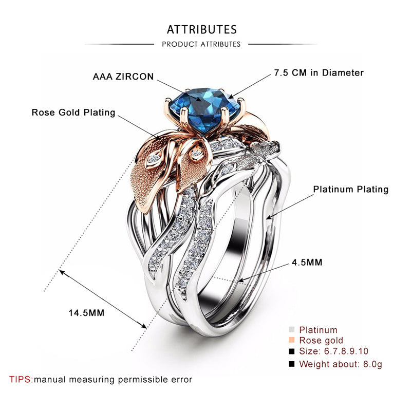 Floral Dual Set September Birthstone Ring