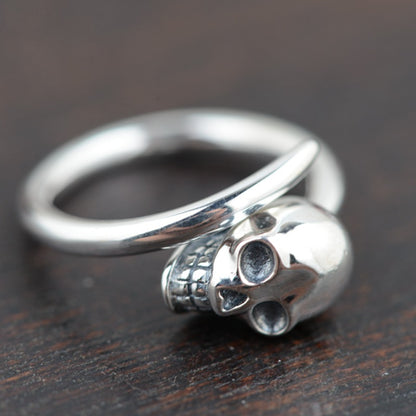 Adjustable 925 Sterling Silver Skull Ring (Unisex)