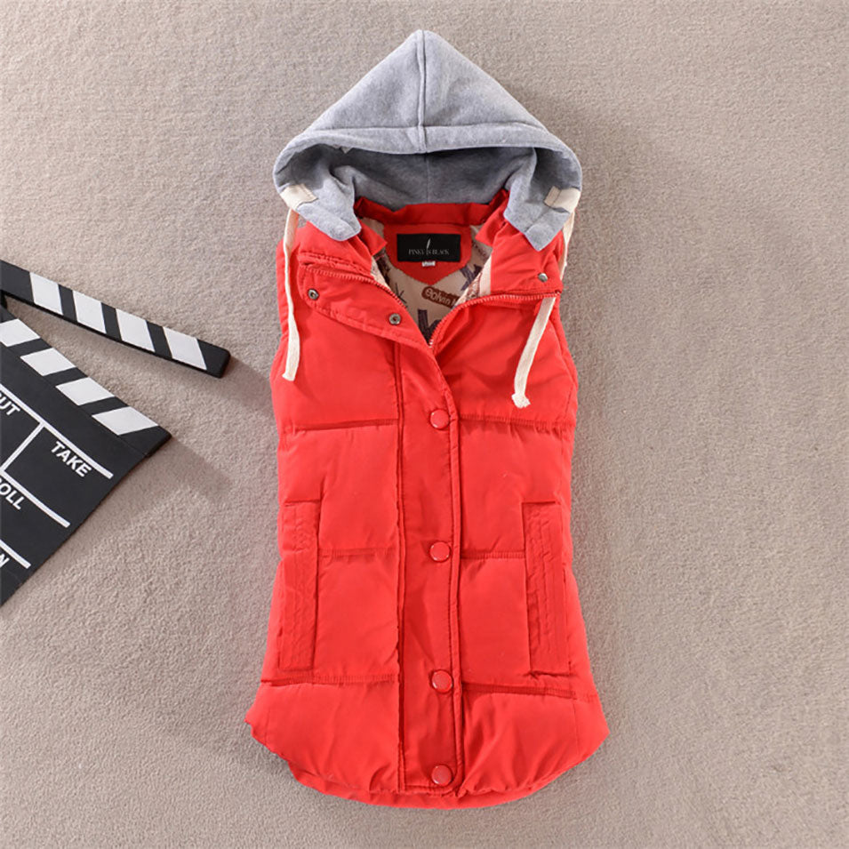 Autumn/Winter Sleeveless Hooded Vest