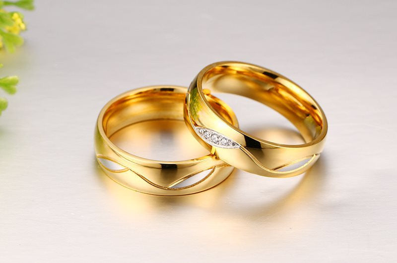 Lovers' Stainless Steel CZ Distance Rings