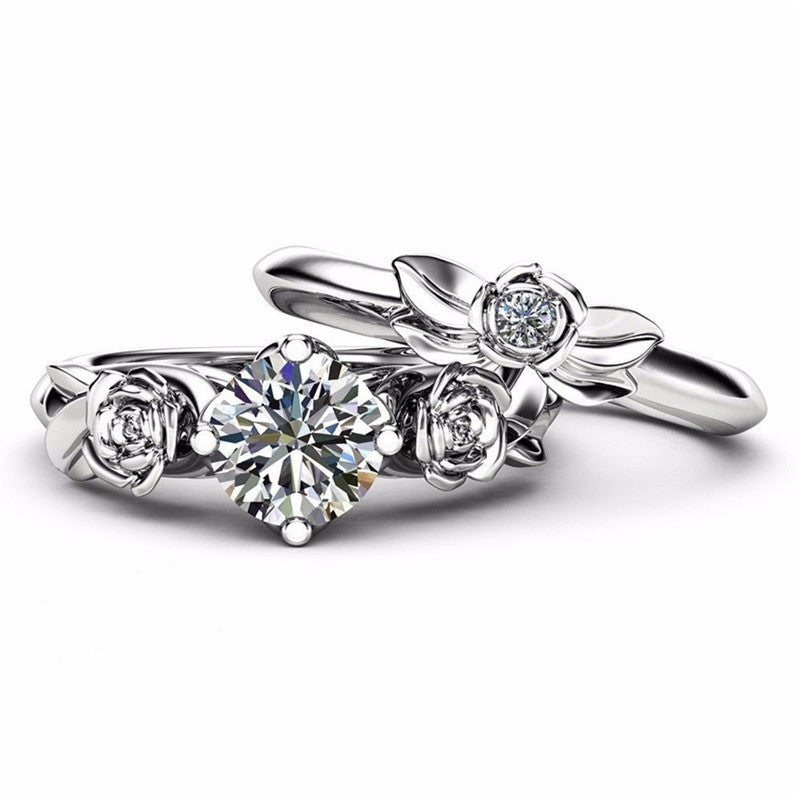 Rose Gold Floral April Birthstone Ring