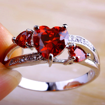 Heart January Birthstone Ring (Garnet)