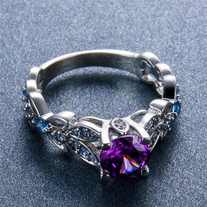 February Aquamarine Vine Birthstone Ring