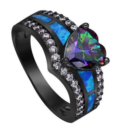 November Birthstone Rainbow Topaz Love Ring