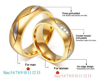 Lovers' Stainless Steel CZ Distance Rings