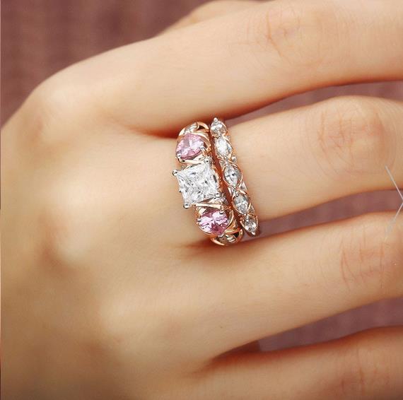 Dual Set April Birthstone Ring