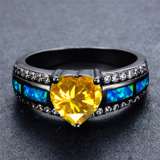 November Birthstone Yellow Topaz Heart Ring