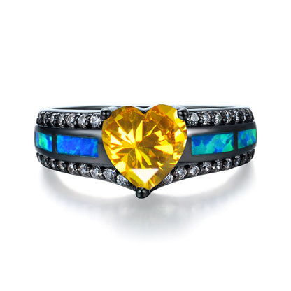 November Birthstone Yellow Topaz Heart Ring