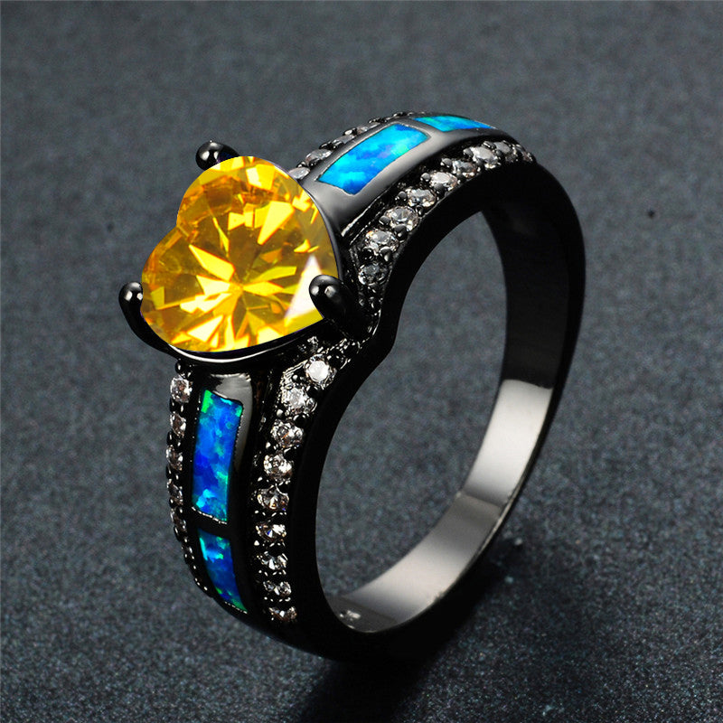 November Birthstone Yellow Topaz Heart Ring